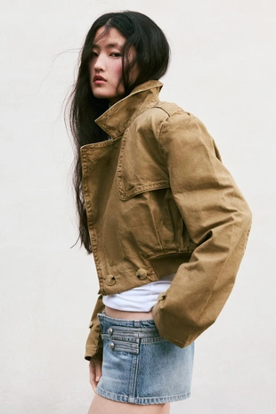 Короткий тренч с эффектом потертости- Заказать в России