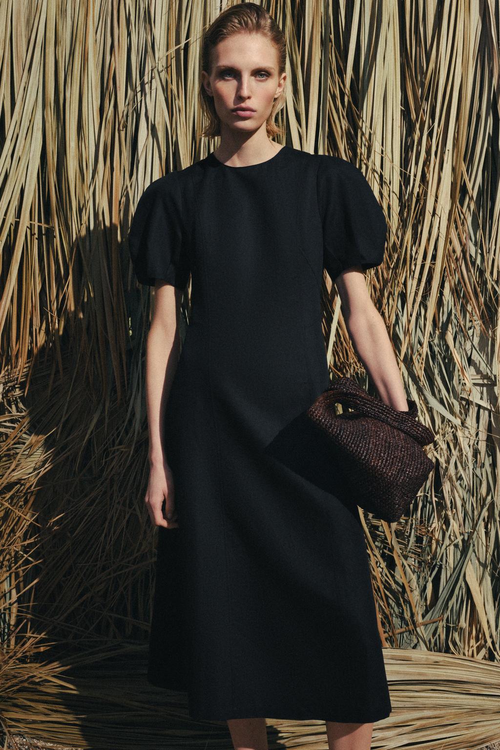 ПЛАТЬЕ МИДИ ИЗ СМЕСОВОГО ЛЬНА — коллекция Zara «ZW»