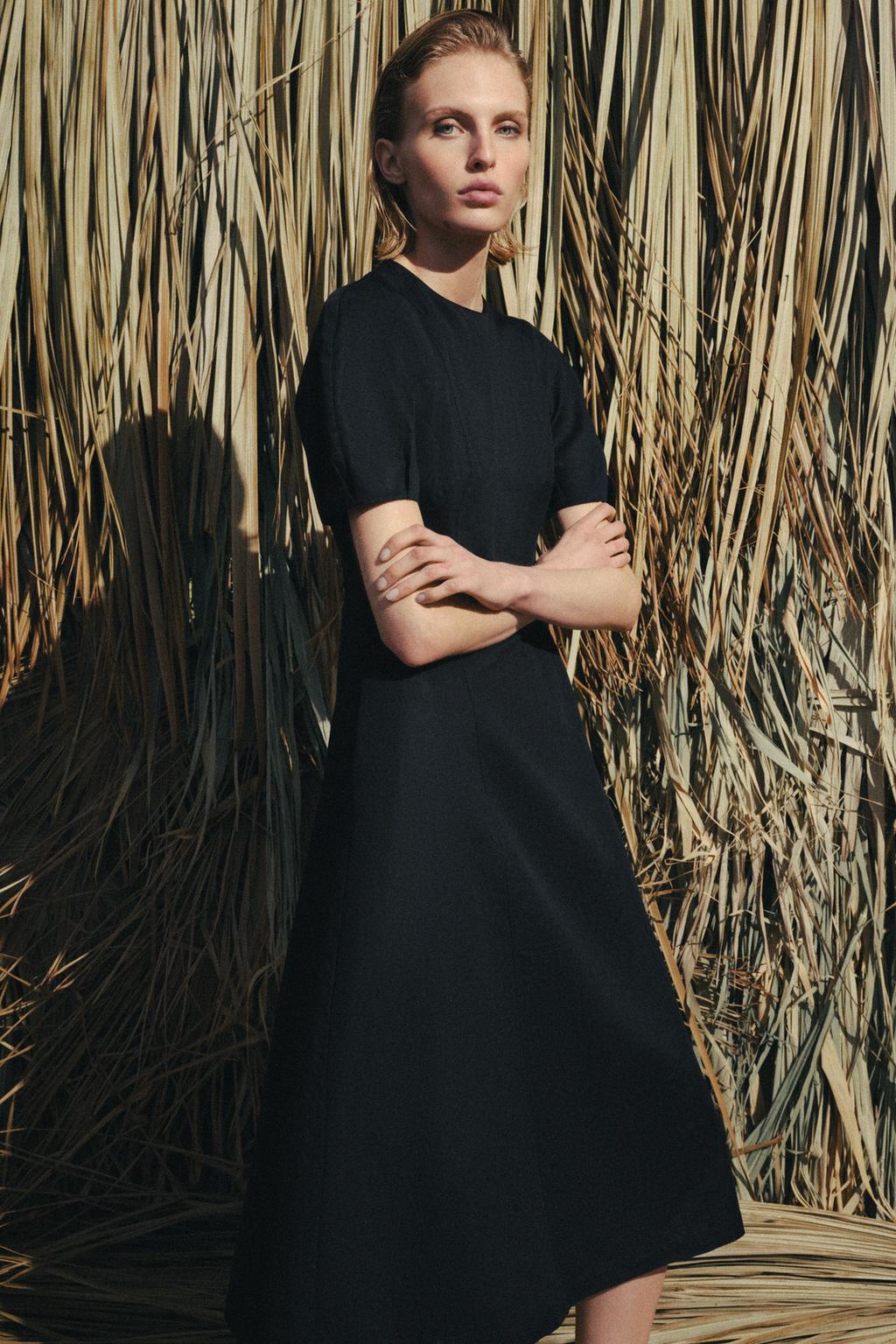 ПЛАТЬЕ МИДИ ИЗ СМЕСОВОГО ЛЬНА — коллекция Zara «ZW»