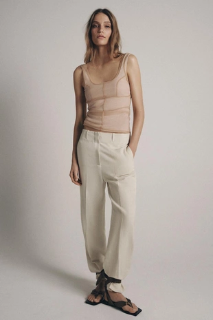 Топ из полупрозрачной ткани с декоративной строчкой- Заказать в России