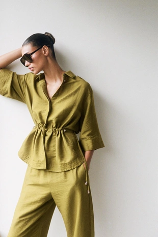 Брюки Barrel из льна- Заказать в России