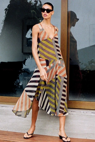 Платье с принтом пэчворк- Заказать в России