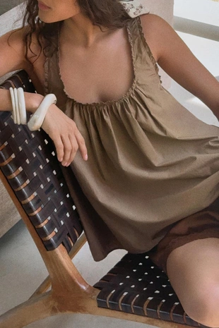 Топ из поплина на бретелях- Заказать в России