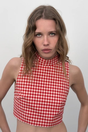 Топ-кроп в клетку виши- Заказать в России