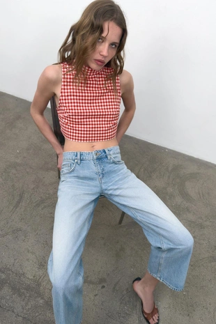 Топ-кроп в клетку виши- Заказать в России