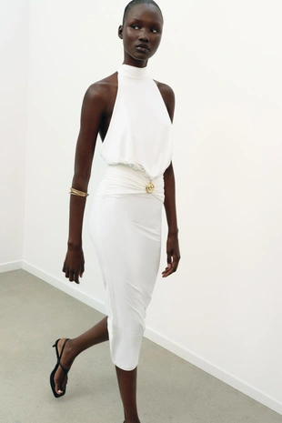 Платье халтер со сборками- Заказать в России