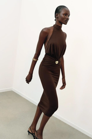 Платье халтер со сборками- Заказать в России