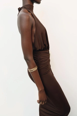 Платье халтер со сборками- Заказать в России