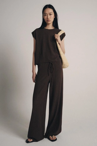 Брюки прямого кроя в стиле рустик- Заказать в России