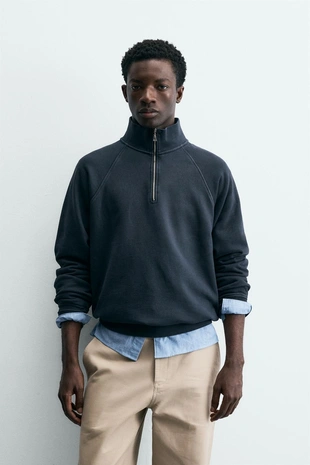 Толстовка с молнией и эффектом потертости