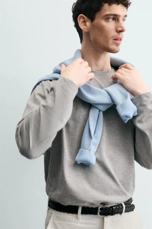 Футболка среднего веса с длинными рукавами- Заказать в России