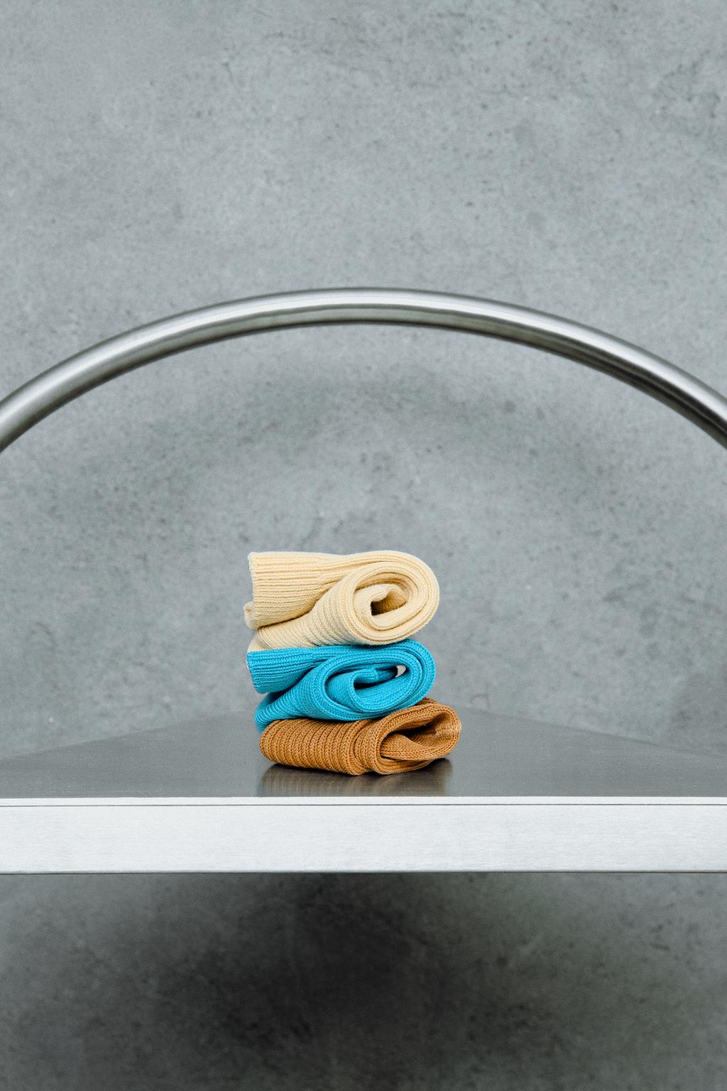 STORIESZ - НАБОР ИЗ ТРЕХ ВЫСОКИХ НОСКОВ В РУБЧИК ИЗ ХЛОПКА