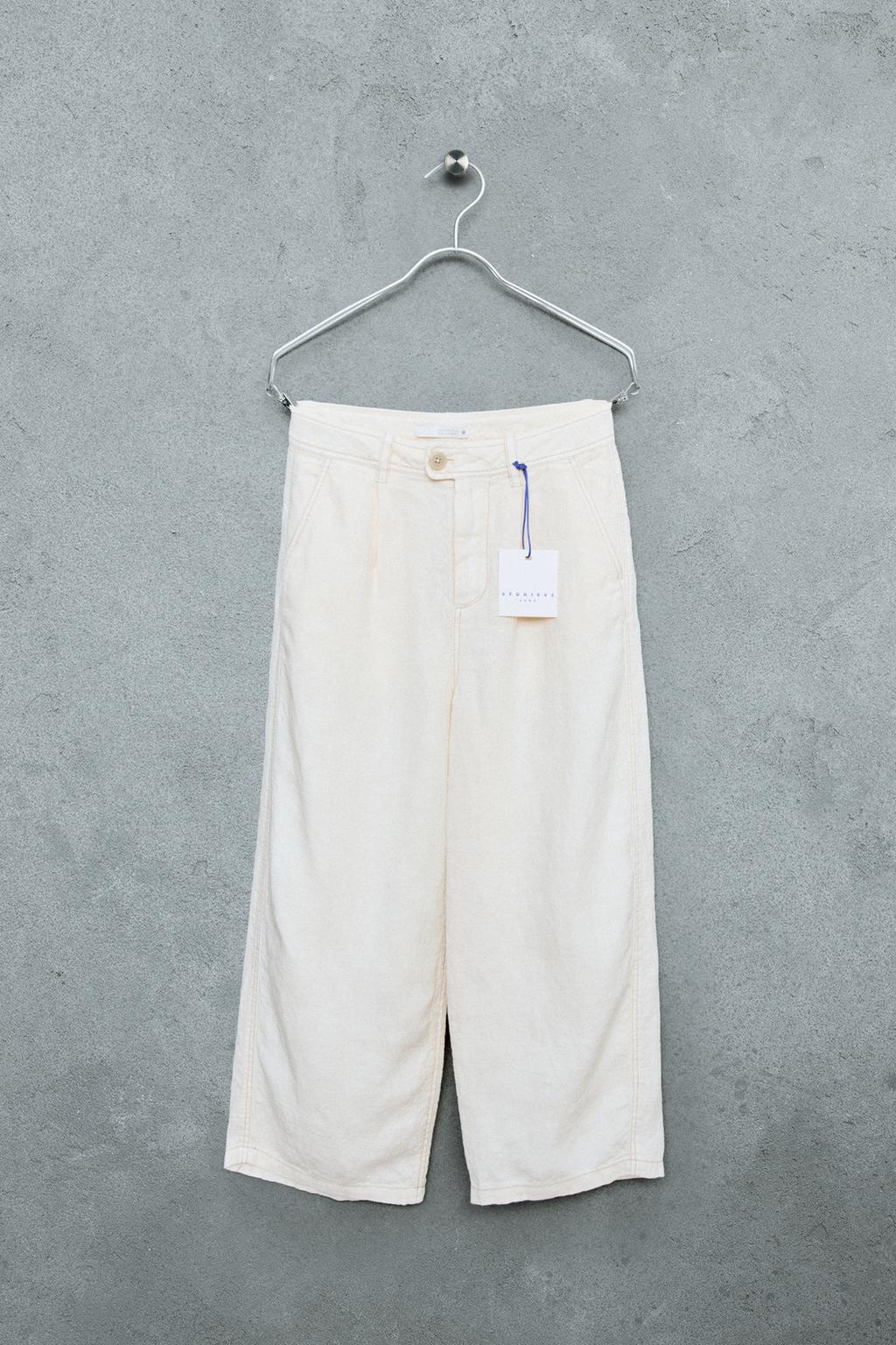 БРЮКИ STORIESZ ИЗ 100% ЛЬНА С КОНТРАСТНОЙ ОТСТРОЧКОЙ