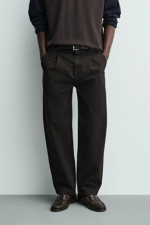 Широкие брюки со свободным кроем и складками- Заказать в России