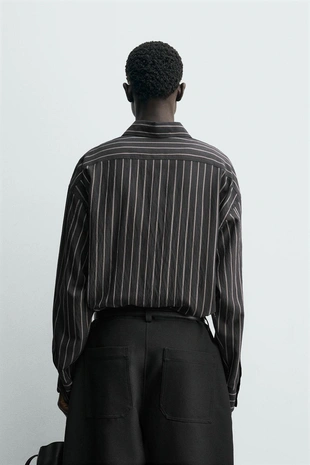 Рубашка с полосками и свободным кроем- Заказать в России
