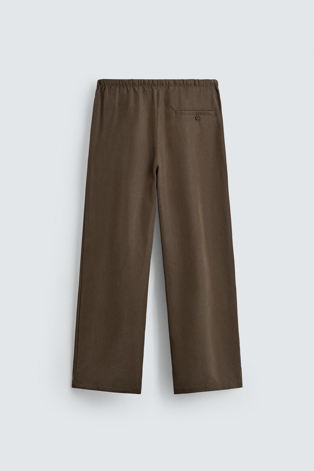 Широкие брюки-палаццо из текстильной смеси с эластичным поясом