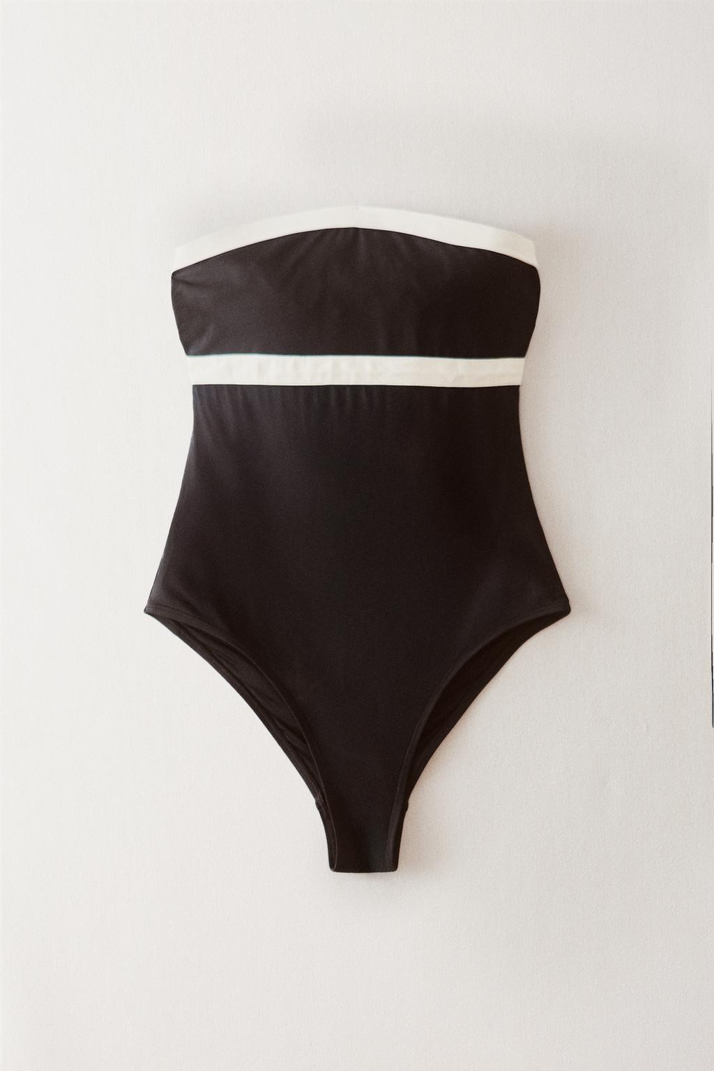 Пляжный купальник с контрастной полоской