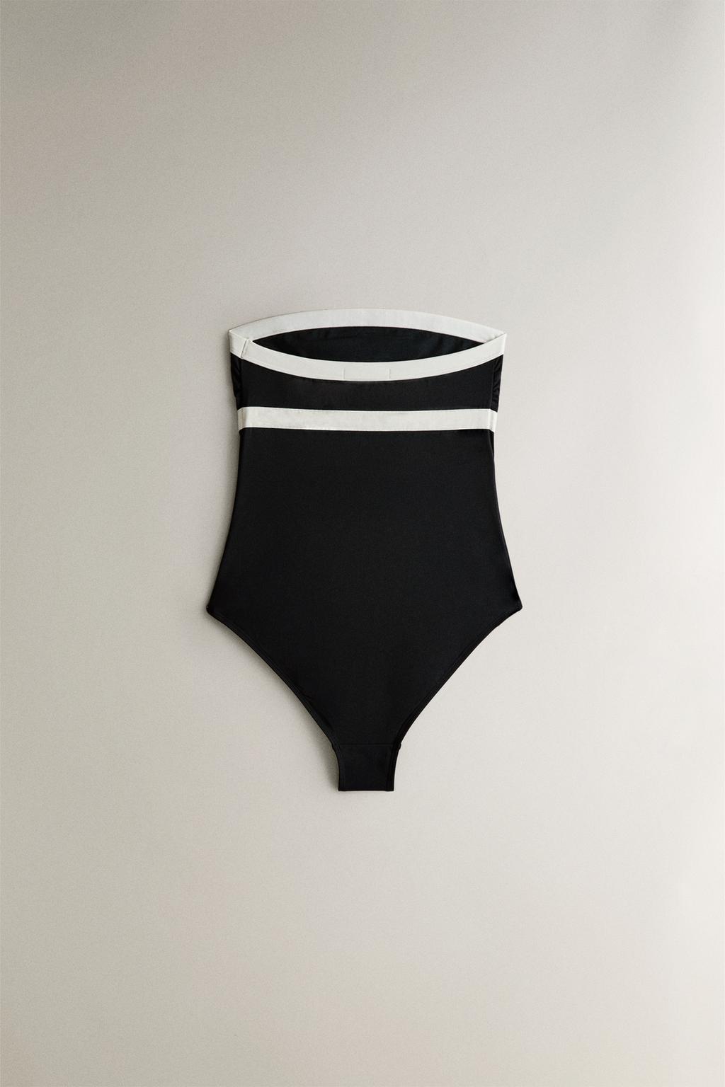 Пляжный купальник с контрастной полоской