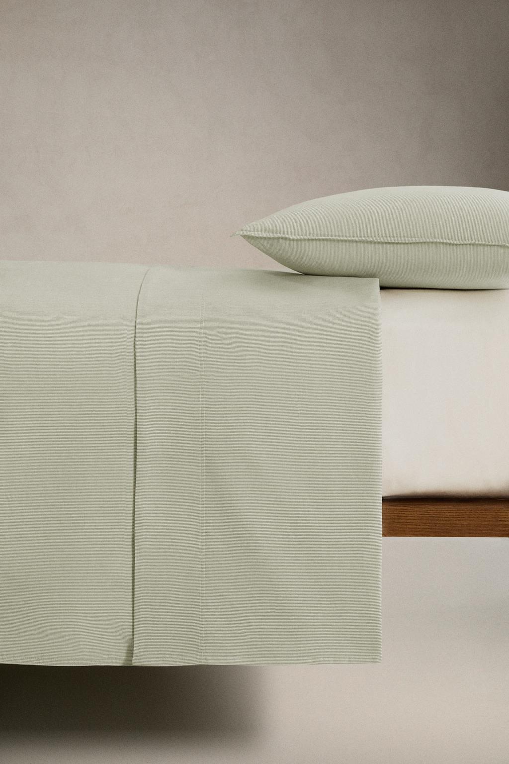 Полосатый простынь из мако-хлопка