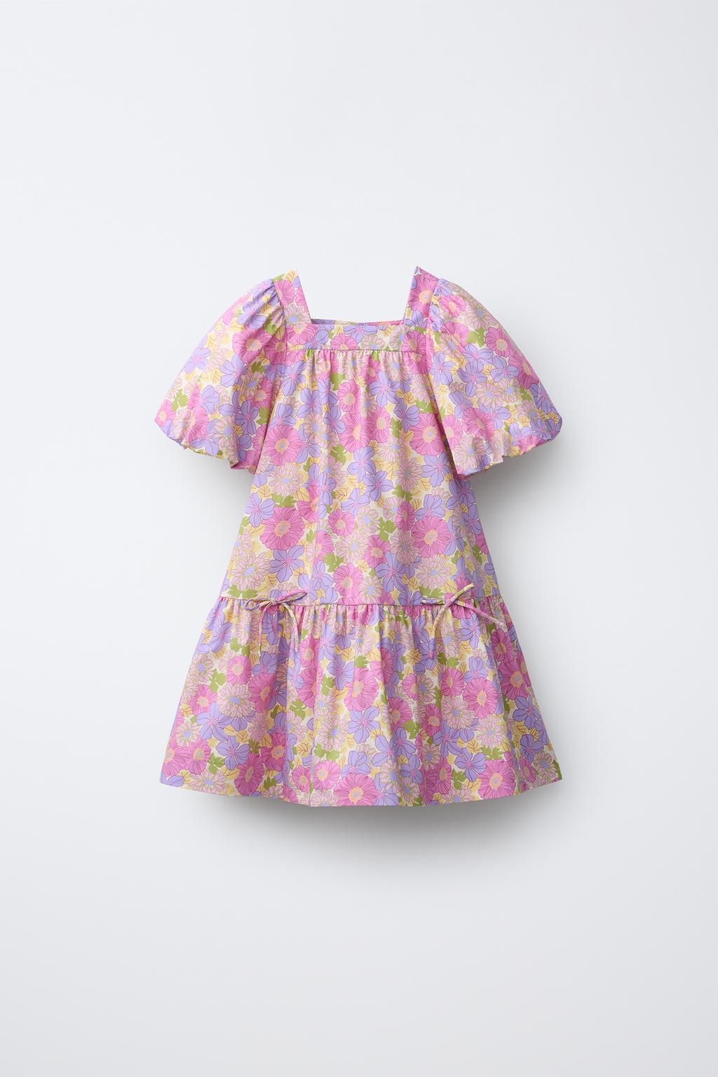 ПЛАТЬЕ ИЗ ПОПЛИНА С ЦВЕТОЧНЫМ ПРИНТОМ И РУКАВАМИ-БУФ