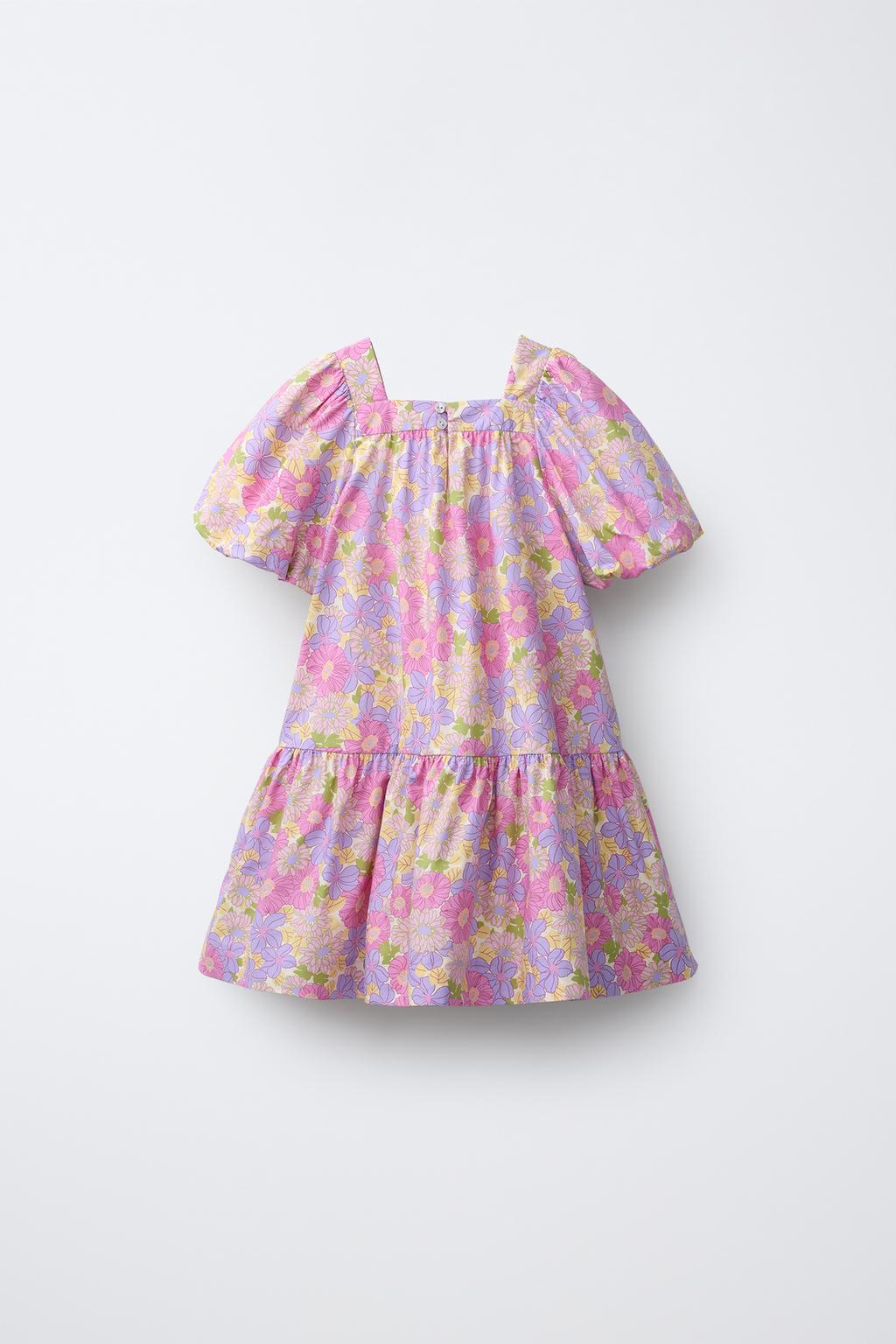 ПЛАТЬЕ ИЗ ПОПЛИНА С ЦВЕТОЧНЫМ ПРИНТОМ И РУКАВАМИ-БУФ