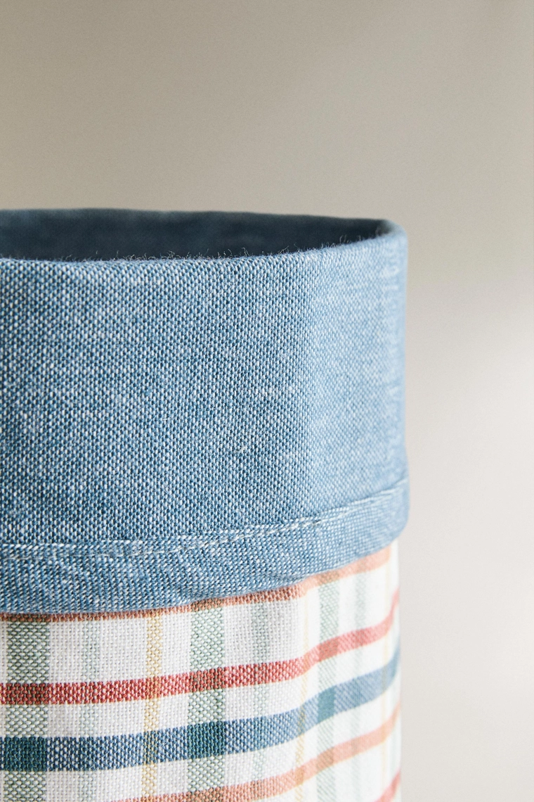 Корзина для хлеба из хлопка в клетку