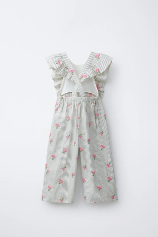 Длинный комбинезон в полоску с вышивкой- Заказать в России