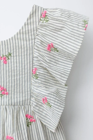 Длинный комбинезон в полоску с вышивкой- Заказать в России