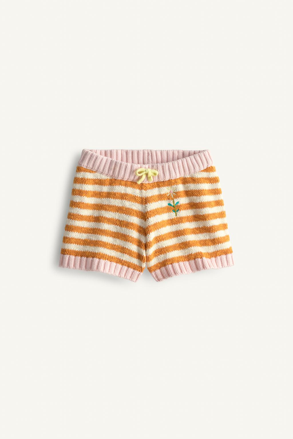 Шорты-бермуды limited edition с вышивкой цветочных мотивов и полосами