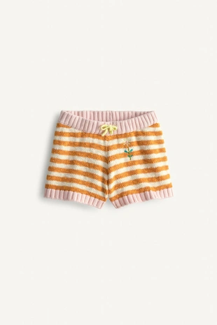 Шорты-бермуды limited edition с вышивкой цветочных мотивов и полосами- Заказать в России