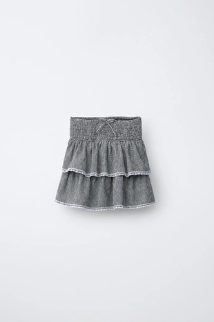 Юбка с внутренними шортами в клетку виши с кружевом- Заказать в России