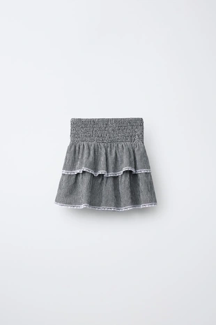 Юбка с внутренними шортами в клетку виши с кружевом- Заказать в России