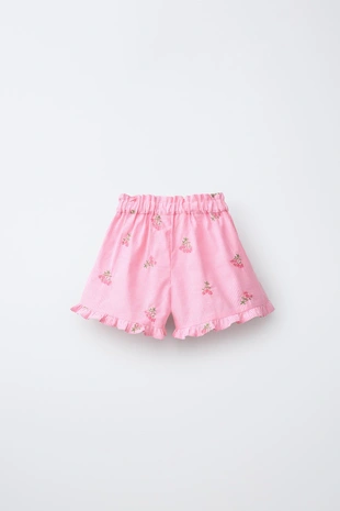 Шорты в полоску с вышивкой цветов- Заказать в России