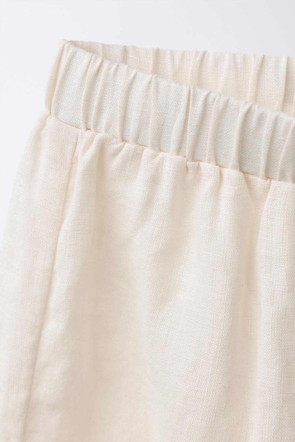 БРЮКИ-КЮЛОТЫ ИЗ 100% ЛЬНА С КРУЖЕВОМ