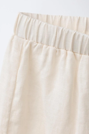 Брюки-кюлоты из 100% льна с кружевом- Заказать в России