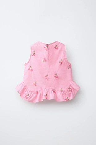 Топ в полоску с цветочной вышивкой- Заказать в России