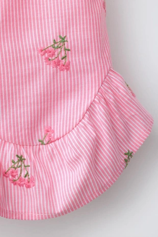 Топ в полоску с цветочной вышивкой- Заказать в России