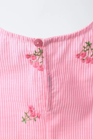 Топ в полоску с цветочной вышивкой- Заказать в России