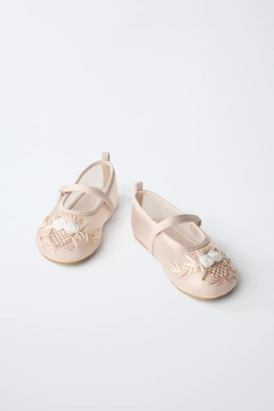 Туфли на ленте с цветами из органзы- Заказать в России