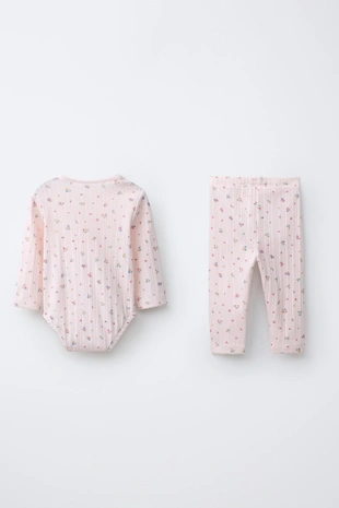 Комплект из боди и легинсов с цветочным принтом- Заказать в России