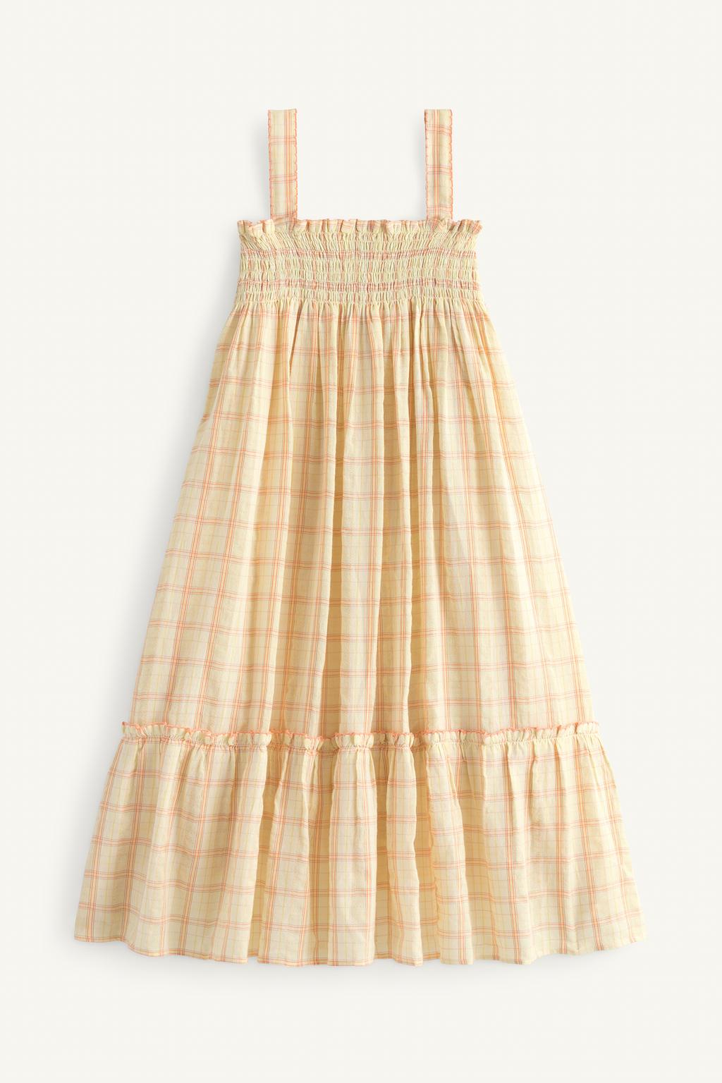 Платье макси limited edition с вышитыми клетками и цветами