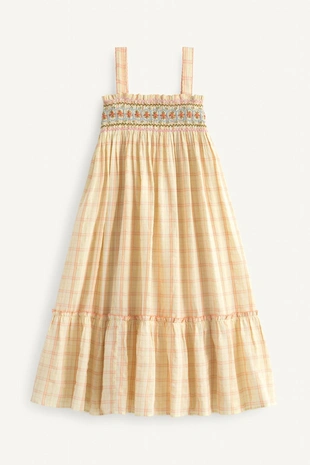 Платье макси limited edition с вышитыми клетками и цветами- Заказать в России