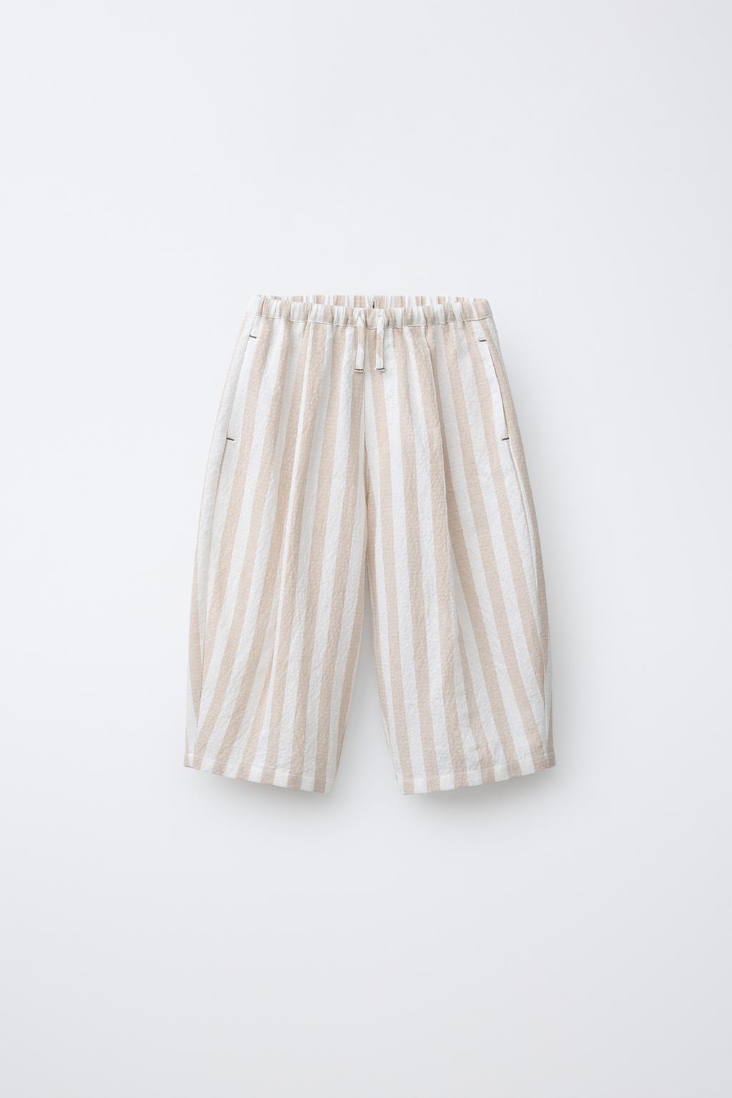 БРЮКИ BALLOON В ПОЛОСКУ С ЗАЩИПАМИ