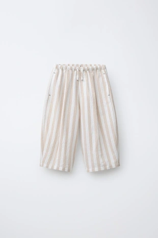 Брюки Balloon в полоску с защипами- Заказать в России