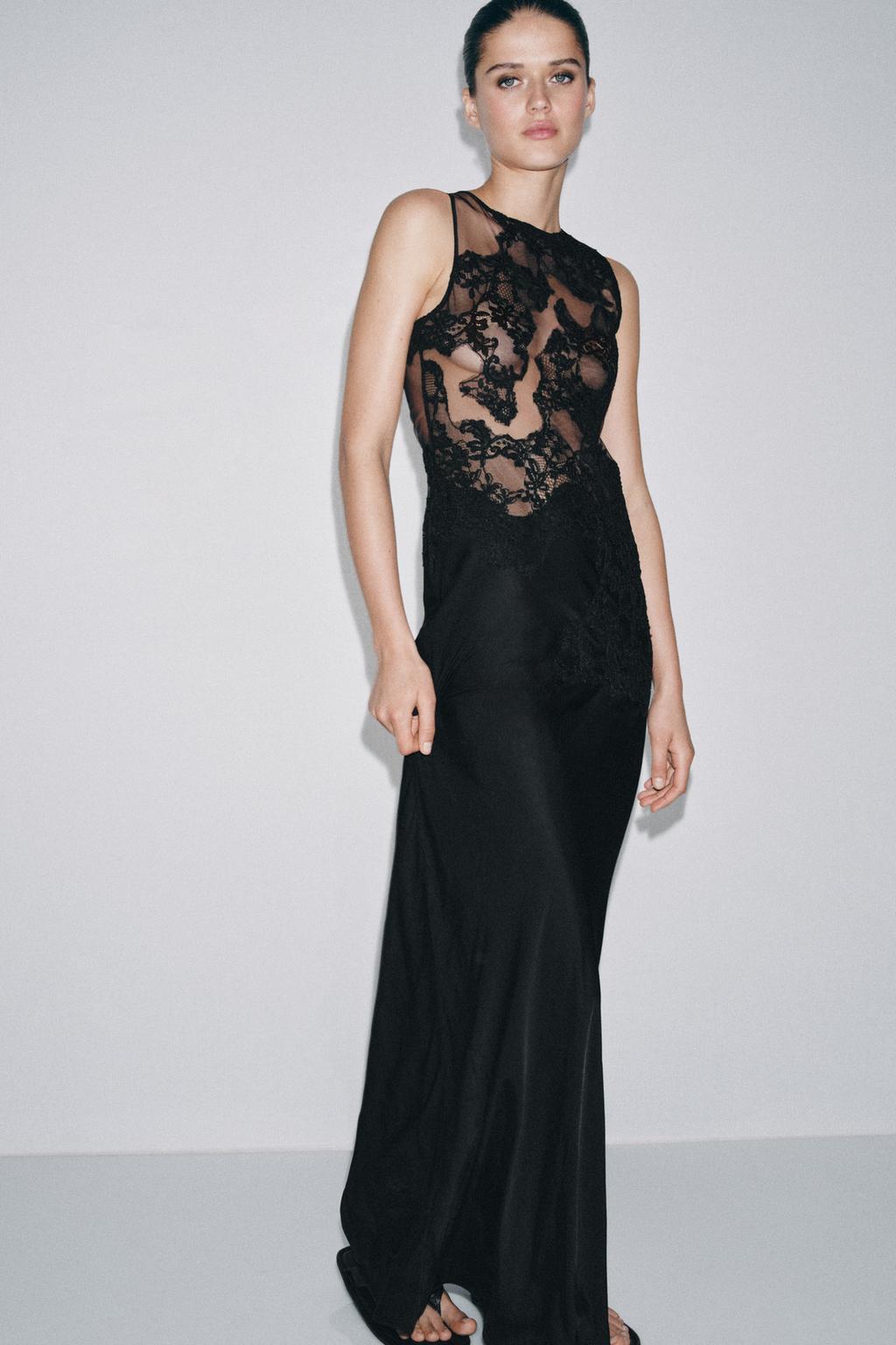 ДЛИННОЕ ПЛАТЬЕ ИЗ СЕТКИ И КРУЖЕВА