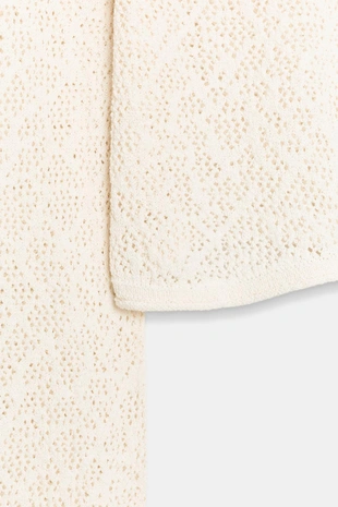 Ecru | 4331/003/712 - Zara Укороченный топ с узором «POINTELLE»