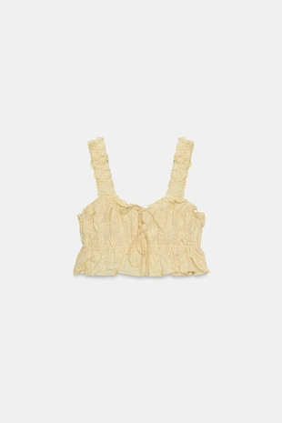 Укороченный топ с воланами и текстурой- Заказать в России