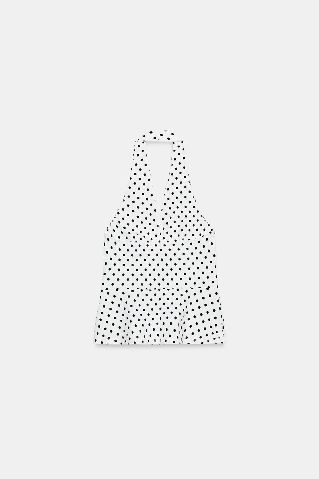 ЭЛАСТИЧНЫЙ ТОП ХАЛТЕР В ГОРОШЕК