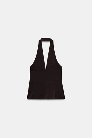 Купить Zara Эластичный топ с горловиной халтер