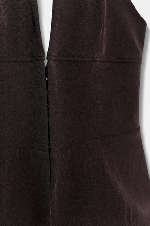 Dark brown | 3644/324/716 - Zara Эластичный топ с горловиной халтер